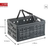 Sunware - Square vouwkrat met handgreep 32L antraciet - 49 x 36 x 24,5 cm