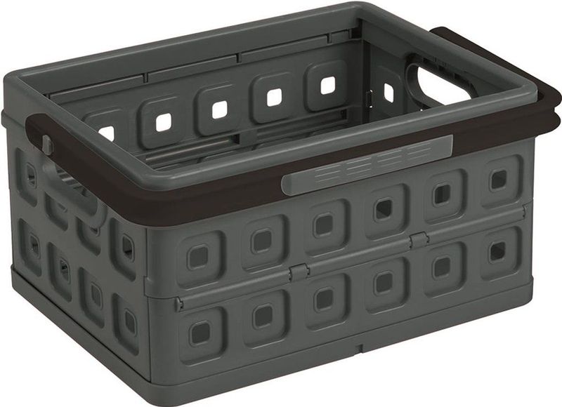 Sunware Square Vouwkrat - 24 L - met Extra Handgreep - Antraciet/Zwart