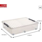 Sunware - Q-line Rollerbox - Opbergbox - Transparant - Kunststof - 60 Liter