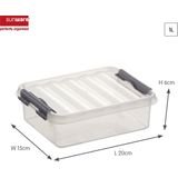 Sunware Q line opbergbox 1L transparant metaal x 6