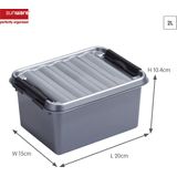 Sunware Q-Line - Opbergdoos - Grijs - Kunststof - 2 Liter