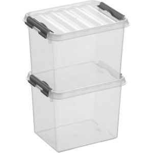Aufbewahrungsbox Sunware Q-LINE, Verschlussclips, transparent, stapelbar, 3L, L 200 x B 150 x H 143 mm, grau