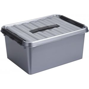 Sunware - Q-line opbergbox 15L metaal zwart - 40 x 30 x 18 cm