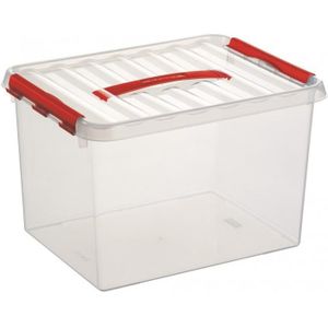 Sunware - Q-line opbergbox 22L transparant rood - 40 x 30 x 26 cm