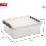 Sunware - Q-line opbergbox 25L transparant metaal - 50 x 40 x 18 cm