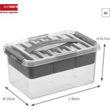 Sunware - Qline - Opbergbox - Transparant - 6 Liter - Met Inzet 30,7x20x14,3cm