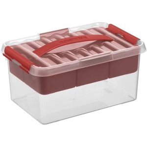 Sunware - Q-line opbergbox met inzet 6L transparant rood - 30 x 20 x 14,7 cm