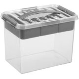 Sunware - Q-line opbergbox met inzet 9L transparant metaal - 30,7 x 20 x 22,3 cm
