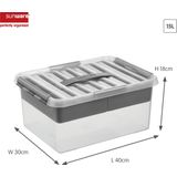 Sunware - Q-line opbergbox met inzet 15L transparant metaal - 40 x 30 x 18 cm