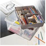 Sunware - Q-line opbergbox met inzet 15L transparant metaal - 40 x 30 x 18 cm