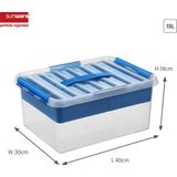 Sunware - Q-line opbergbox met inzet 15L transparant blauw - 40 x 30 x 18 cm