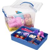 Sunware - Q-line opbergbox met inzet 15L transparant blauw - 40 x 30 x 18 cm