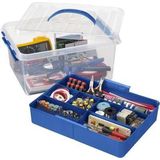 Sunware - Q-line opbergbox met inzet 15L transparant blauw - 40 x 30 x 18 cm