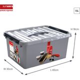 Sunware - Q-line schoenpoetsdoos met inzet 15L metaal zwart - 40 x 30 x 18 cm