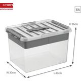 Sunware - Q-line opbergbox met inzet 22L transparant metaal - 40 x 30 x 26 cm
