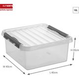 Sunware - Q-line opbergbox 18L transparant metaal - 40 x 40 x 20 cm