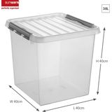 Sunware - Q-line opbergbox 38L transparant metaal - 40 x 40 x 40 cm