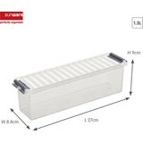 Sunware - Q-line opbergbox 1,3L transparant metaal - 27 x 8,4 x 9 cm