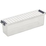 Sunware - Q-line opbergbox 1,3L transparant metaal - 27 x 8,4 x 9 cm