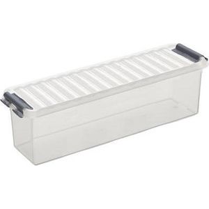 Sunware - Q-line opbergbox 1,3L transparant metaal - 27 x 8,4 x 9 cm