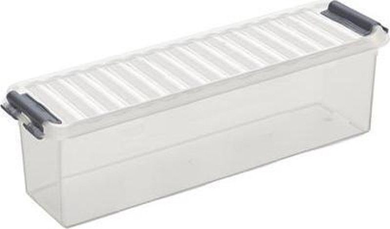 Sunware - Q-line opbergbox 1,3L transparant metaal - 27 x 8,4 x 9 cm