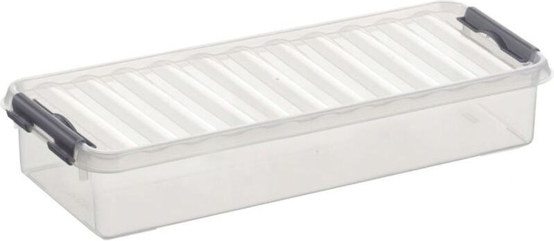 Sunware - Q-line opbergbox 2,5L transparant metaal - 38,8 x 14,2 x 6,5 cm