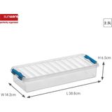 Sunware - Q-line Opbergbox 2,5L Transparant Blauw - 38,8 X 14,2 X 6,5 cm