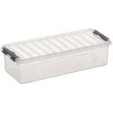 Sunware - Q-line opbergbox 3,5L transparant metaal - 38,8 x 14,2 x 9,2 cm