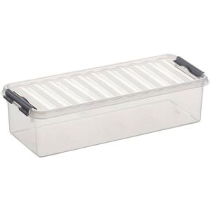 Sunware - Q-line opbergbox 3,5L transparant metaal - 38,8 x 14,2 x 9,2 cm
