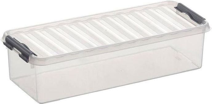 Sunware - Q-line opbergbox 3,5L transparant metaal - 38,8 x 14,2 x 9,2 cm