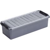Opberg box/opbergdoos 3.5 liter 38.5 x 14 x 9.2 cm - Opslagbox - Opbergbak kunststof grijs/zwart