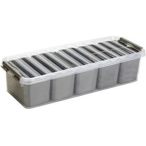 Sunware - Q-line opbergbox met 7 bakjes 3,5L transparant metaal - 39 x 14 x 9,5 cm