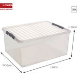 Sunware - Q-line opbergbox 120L transparant metaal - 80 x 50 x 38 cm