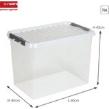 Sunware - Q-line opbergbox 72L transparant metaal - 60 x 40 x 42 cm
