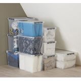 Sunware - Q-line opbergbox 72L transparant metaal - 60 x 40 x 42 cm