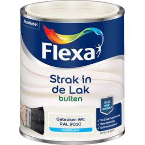 Flexa Strak in de Lak Zijdeglans - Buitenverf - Gebroken Wit - 750 ml