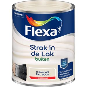 Flexa - Strak in de Lak Buitenlak Hoogglans - Crème wit / RAL 9001 - 0.75 Liter