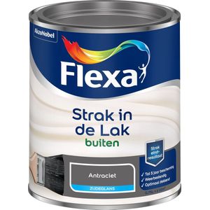 Flexa Strak in de Lak Zijdeglans - Buitenverf - Antraciet - 0,75 liter