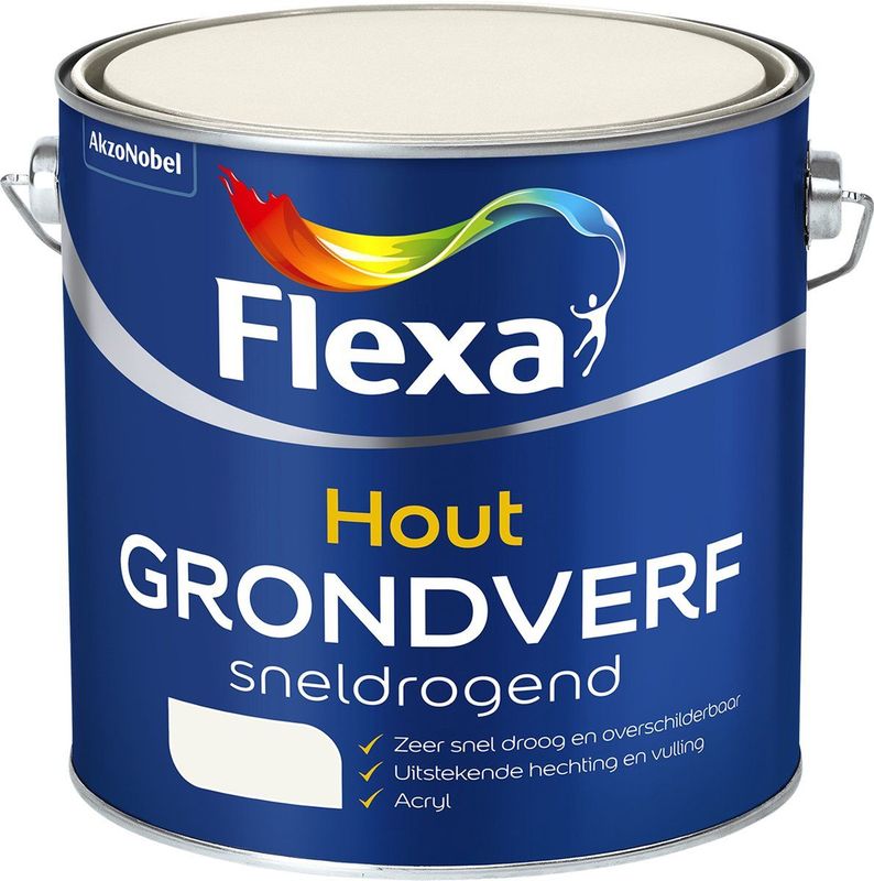 Flexa Sneldrogende Grondverf Hout - Wit - 750 ml