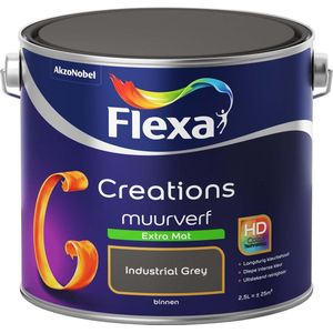 Flexa Creations - Muurverf Extra Mat - Industrial Grey - Grijs - 2,5 liter