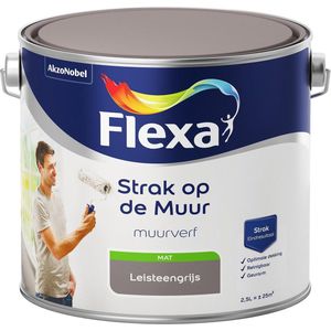 Flexa Strak op de Muur Muurverf - Mat - 2,5 liter - Leisteengrijs | 8711113110013 | Verf