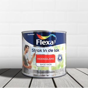 Flexa Strak In De Lak Alkyd Hoogglans Wit - 1 liter wit- Lakverf - Dekkend - Buiten - Hoogglans -