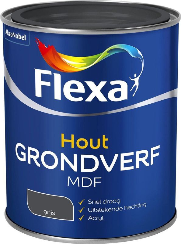 Flexa Grondverf - Hout - MDF - Grijs - 750 ml