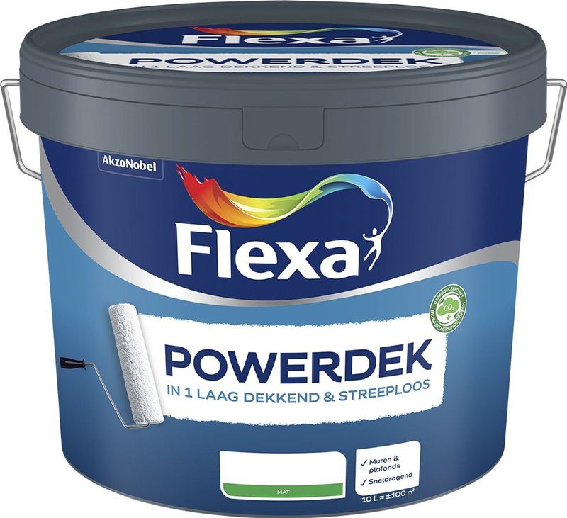 Flexa Powerdek Muurverf - Muren & Plafonds - Binnen - Wit - 5 liter