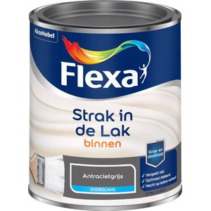 Flexa Strak In De Lak Watergedragen Zijedglans Antraciet 750ml