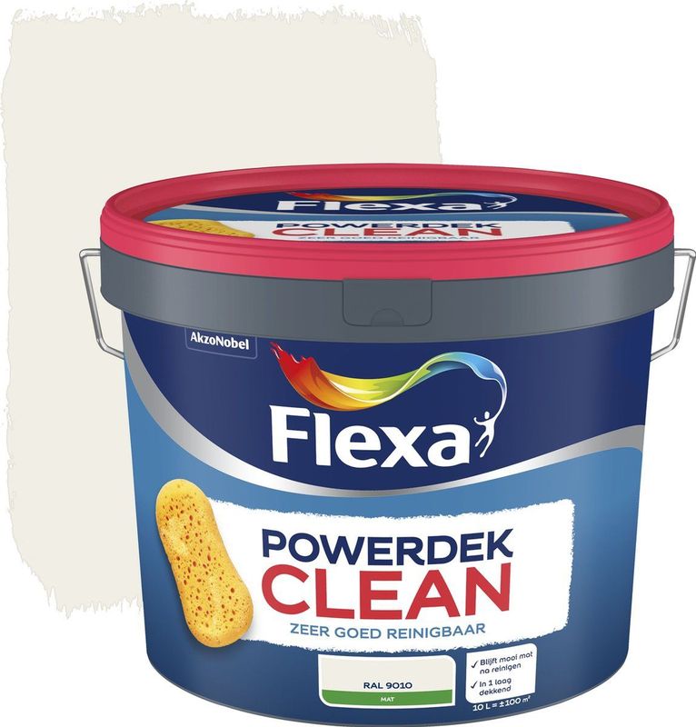 Flexa - Powerdek Clean - Muurverf - Ral 9010 - 10 Liter
