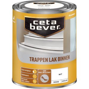 CetaBever Binnen Trappen Lak - Zijdeglans - Krasvast - Wit - 750 ml