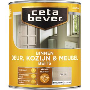 CetaBever Binnen Deur, Kozijn & Meubel Beits - Zijdeglans - Grijs - 750 ml