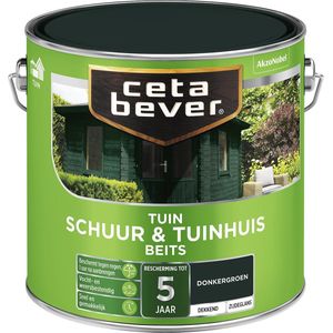 CetaBever Schuur & Tuinhuis Beits - Zijdeglans - Donker Groen - 2,5 liter