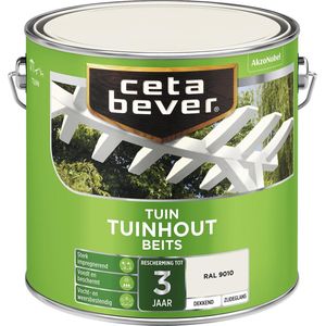 Cetabever Dekkende Tuinhout Beits Zuiver Wit Ral 9010 2,5l 2,5 Liter